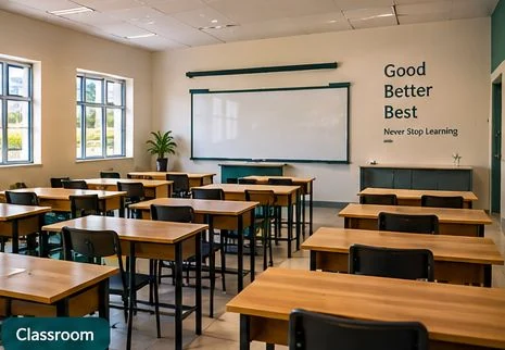 Modern secondary school classroom