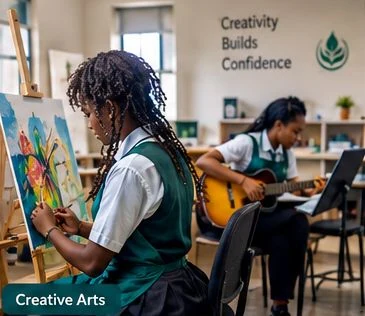 Students participating in creative arts