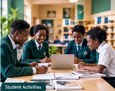 Students collaborating at Exelentia Edge Academy